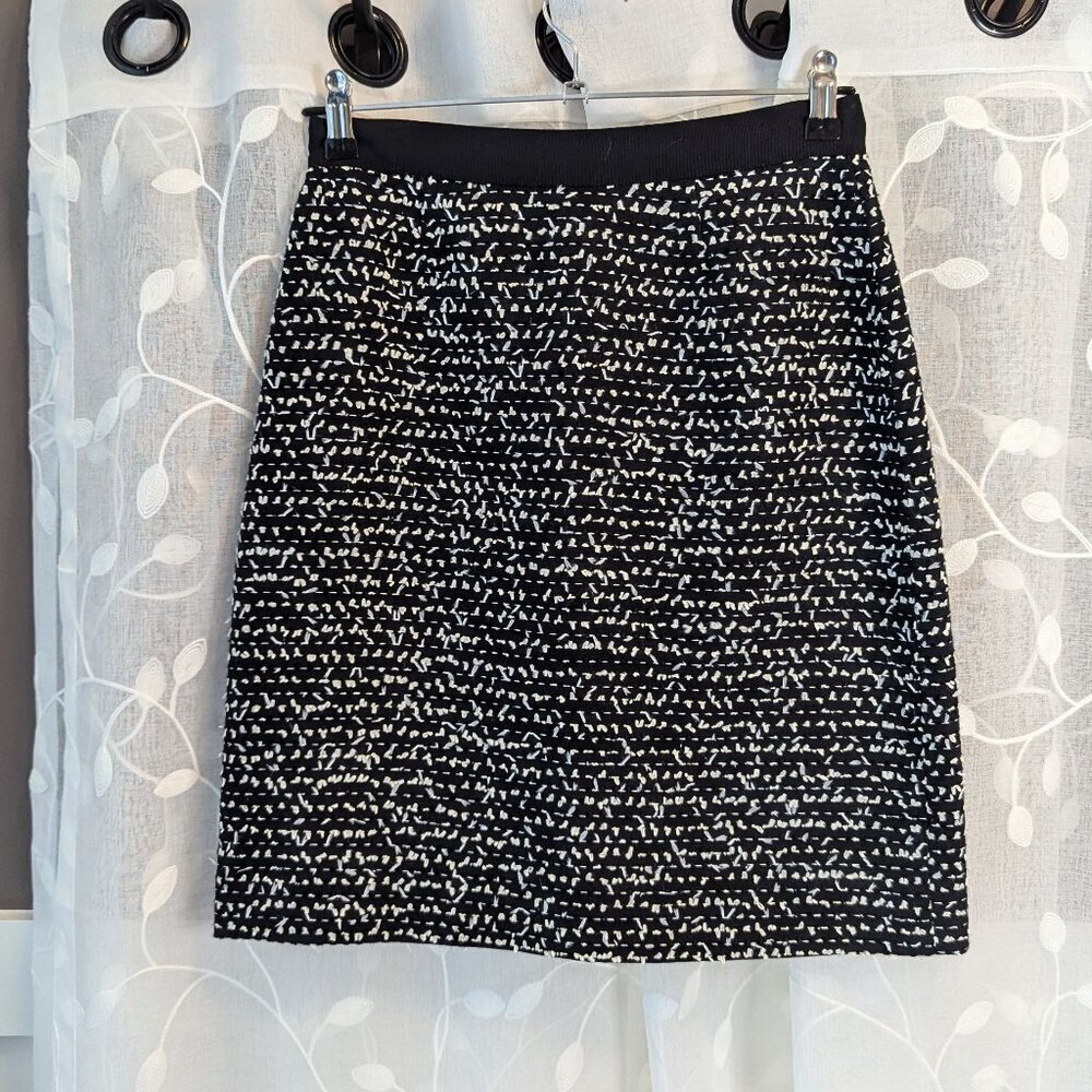 Kate Spade Black/White Tweed Fully Lines Mini Skirt, Size 2